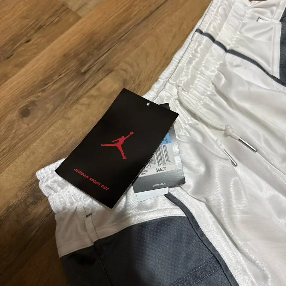 2010 Air Jordan Sport Cut Silky Dazzle Vintage Baggy White Grey Shiny Shorts